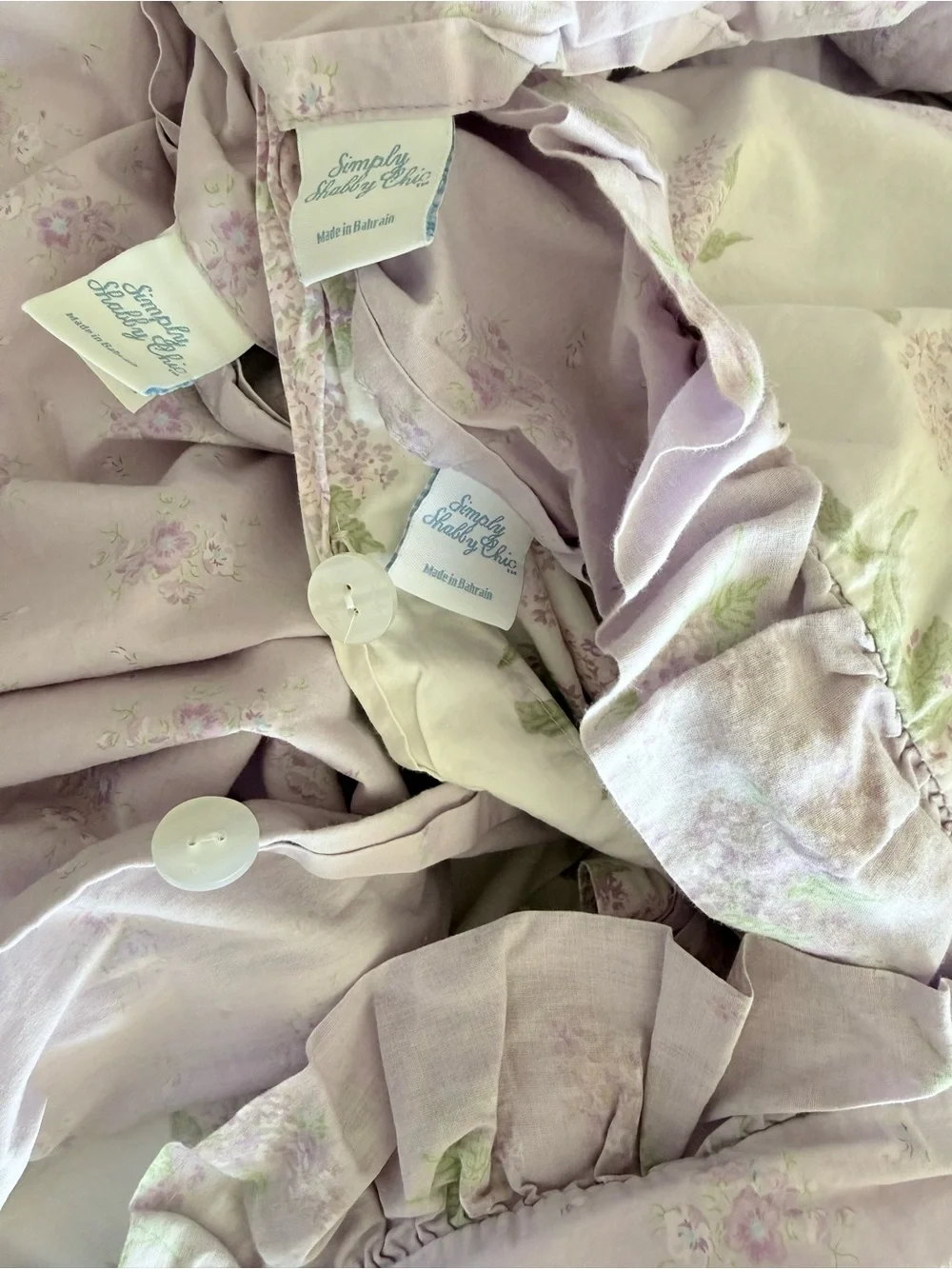 Simply Shabby Chic lilac lavender floral ruffled bedding set Duvet Pillow Shams
